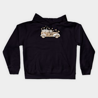 Buffalo Leopard Truck With Hearts Valentine's Day Kids Hoodie